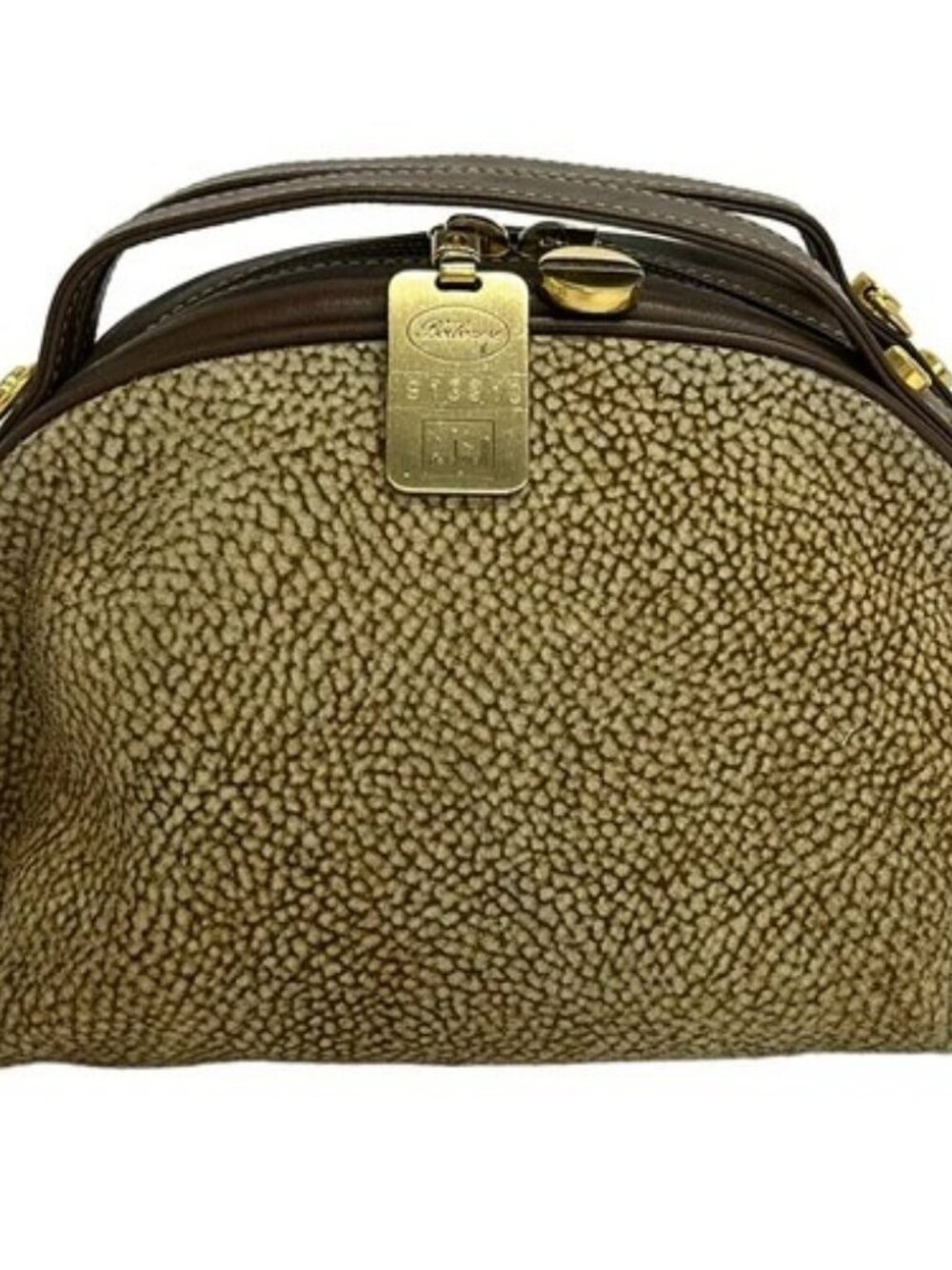 BORBONESE Dark Brown Brown Leather Handbag